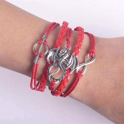 GoT - Daenerys Targaryen Leather Dragon Bracelet (RED)