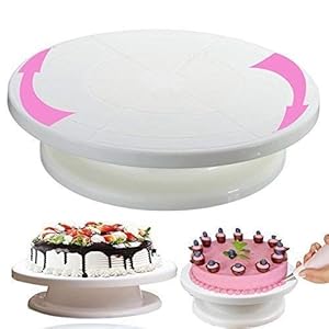 PREXO Cake Turntable Revolving Cake Decorating Stand Cake Stand, Silver, Medium