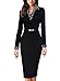 Meikeer Women's Vintage Black Polka Dot Collared Business Party Pencil Dress