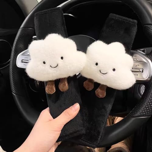 Zigihos 2/4 PCS Cute Seat Belt Cover Pads, Cartoon Cloud Seatbelt Covers for Kids and Adults, Soft Seatbelt Cushion, Car Seat Strap Pads (2)