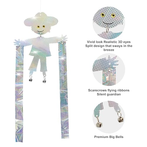 Reflective Scarecrow Keep Bird Away, Bird Scare Device, Hanging Reflector Board to Scare Pigeons Woodpecker Hawks Away, Outdoors Reflective Keep Birds Away from Patio, Windows, Balcony, Orchard, 2Pcs