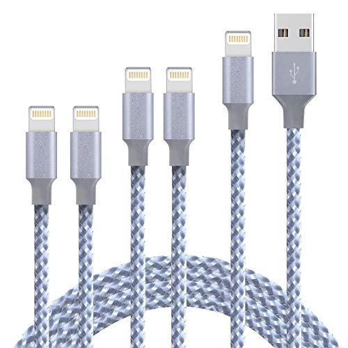Lightning Cable iPhone Charger Cable MFi Certified Cable 5Pack 2x3foot 2x6foot 10foot To USB Syncing Data and Nylon Braided Cord Charger for iPhone Xs/Max/XR/X/8/8Plus/7/7Plus/6S/6S Plus/SE/iPad and M