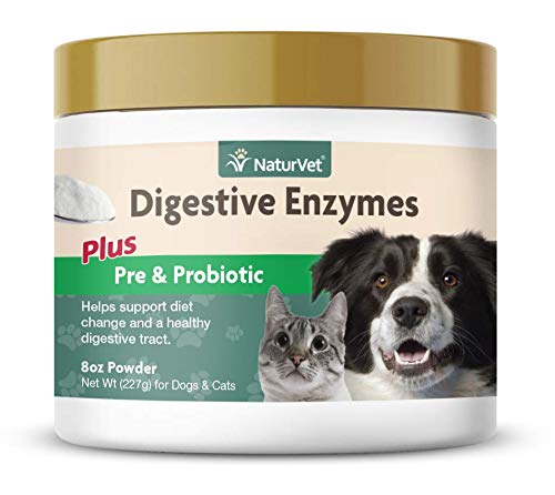NaturVet - Digestive Enzymes - Plus Probiotics & Prebiotics - Helps Support Diet Change & A Healthy Digestive Tract - for Dogs & Cats - 8 oz Powder