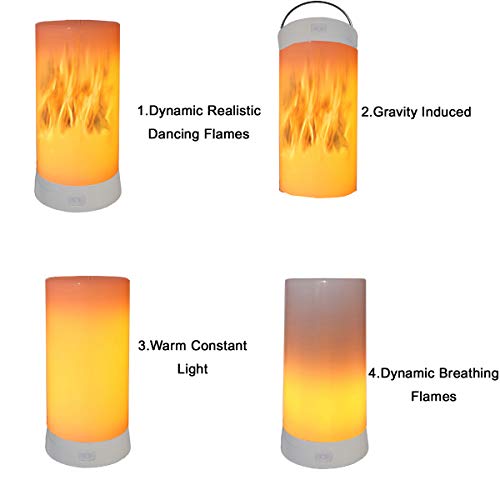 Led Flame Effect Lantern Light USB Rechargeable Flameless Candle 4 Modes Remoted Flickering Flame Effect Mood Light Flameless for Holdiday Halloween Christmas Party Bar Decor Birthday Gift (1 Pack)