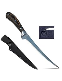 Juego de cuchillos de filete   cuchillo de pesca de hoja de acero inoxidable, mango flexible, hoja y afilador de 7.1 in 7.9 in