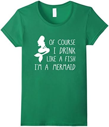 Women's St Patricks Day Shirt I Drink Like A Fish Mermaid Party Fun Large Kelly Green