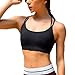 LYZ Women's Padded Sports Bra Criss Cross Back High Impact Strappy Yoga Bra Black Medium