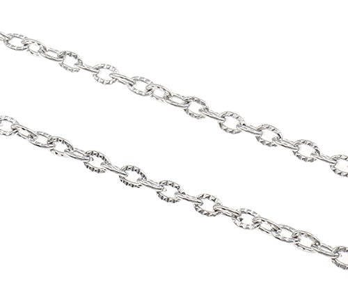 Perlin K12 3 Metre Link Chain Metal Chain Oval 4 mm Silver Jewellery Chain Sold by the Metre for Jewellery Making Necklaces Bracelet DIY Crafts