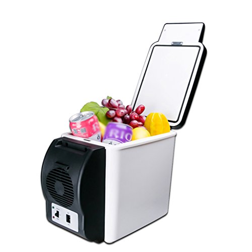 Click Here to See More Images Car Refrigerator Jadeking@ 6L Black And White Refrigeration, Cold And Warm Car Dual-use 220V AC / 12V DC (Color : #b)