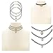 Tpocean 25pcs Black Velvet Multilayer Boho Long Lace-up Colorful Choker Necklaces with Pendant Stretch Plus Size Adjustable sets for Women Girls