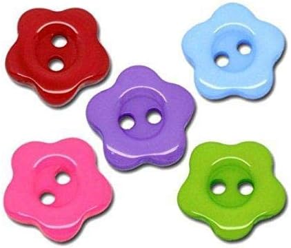 WopenJucy Pack of 25 Mixed Acrylic Flower Red Pink Purple Blue, Green) 14mm 2 Holes Buttons for Sewing Scrapbooking Embelishments