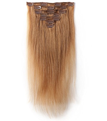 Rosette Hair 18 Inch Straight Human Hair Weft Remy Virgin Hair Clip In Extensions Full Head Hair Extensions Weave Unprocessed Hair 7pcs/set 75grams(Color-12) - Thumbnail 6