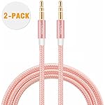 CableCreation [2-PACK] 3 Feet 3.5mm Male to Male Stereo Audio cable, Slim and Soft Cable with Gold Plated Connector, for Smartphones, Tablets and MP3 Player and More, Rose Gold