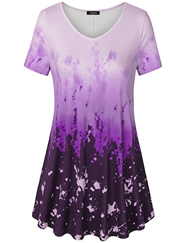 Laksmi womens v neck short sleeve a line curved hem tie…