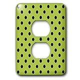 3dRose lsp_24706_6 Green and Black Polka Dot Print
