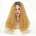 MISSQUEEN Ombre Blonde 2 Tones Synthetic Kinky Curly Wavy Fluffy Wig Dark Roots Long Natural Replacement Hair Full Wigs for Black Women