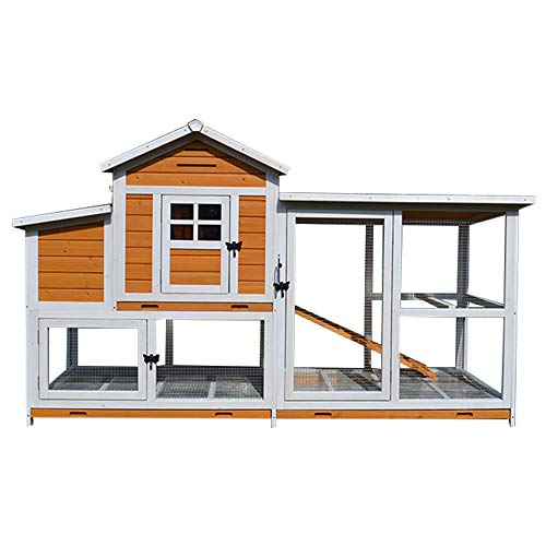 JHKGY Großer Tannenholz Hühnerstall Rabbit Hutch,Hühnerstall Hen Ark House Geflügel Run Nistkasten Rabbit Hutch - Mit…