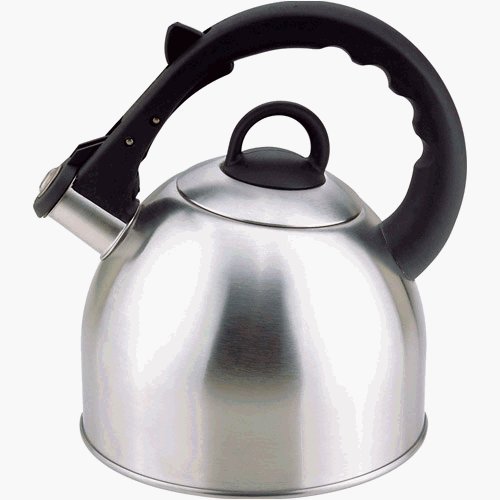 Culinary Edge 50402 Whistling Tea Kettle, 2.5-Quart, Satin Finish, 7.5 x 7.5 x 9 inches, Stainless Steel