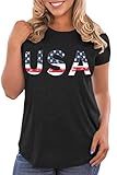 Spadehill Women's July 4th American Flag USA Letter Print Tee Shirts