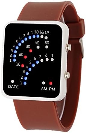 Women Mens Futuristic Style Multicolor LED Sport Wrist Watch by XILALU (Brown)