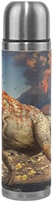DragonSwordlinsu COOSUN Dinosaur Stainless Steel Thermos Water Bottle Vacuum Insulated Cup Leak Proof Double Vacuum Bottle, PU Leather Travel Thermal Mug,17 oz
