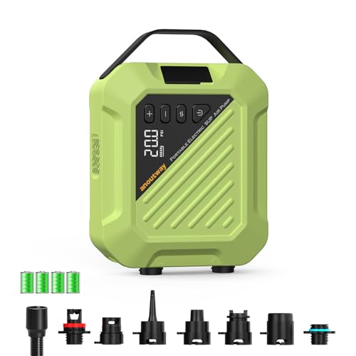 anoutway Paddle Board Pump Electric, 20PSI High Pressure Smart Sup Pump, Rechargeable Battery-Powered, Intelligent Dual Stage Inflation & Deflation, Electric Pump for Paddle Board, Surfing Kite, Tent