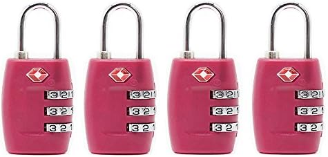 Newtion Warehouse Tsa Lock 3 Digit Combination TSA Approved Lock For Luggage Padlock 4 pack (Pink)