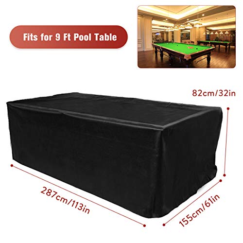 image for GEMITTO 9ft Pool Table Cover, Heavy Duty Waterproof Billiard Cover Pol