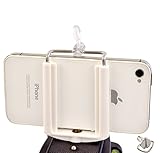 DaVoice Cell Phone Tripod Adapter Mount Holder Clamp Compatible with iPhone X XS Max XR Se 8 7 6 6s Plus Samsung Galaxy S9 S8 S7 Edge Adjustable Smartphone Bracket Clip Cellphone Attachment (White)