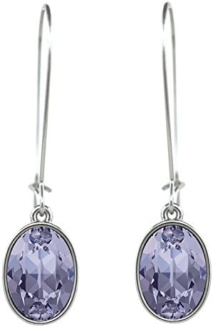 CP Oval Puzzle Lavander Rhodium Plated Earrings Made with Swarovski Crystals