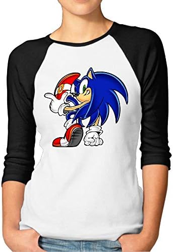 HUANGLING QING Sonic Hedgehog (3) Women's 3/4 Sleeve Raglan Shirt Black