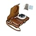 No.2 Warehouse PU Leather Camera case Bag for Samsung Galaxy GC100 EK-GC100 GC110 GC200(Brown)+ a Piece of Clean Cloth