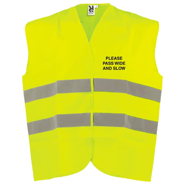 V Safety Please Pass Wide and Slow Hi Vis Vest - XL/2XL - Yellow Safety Vest