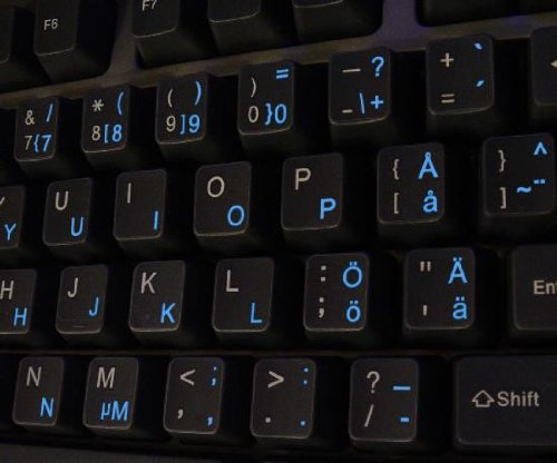 SWEDISH - FINNISH KEYBOARD STICKER WITH BLUE LETTERING TRANSPARENT BACKGROUND FOR DESKTOP, LAPTOP AND NOTEBOOK