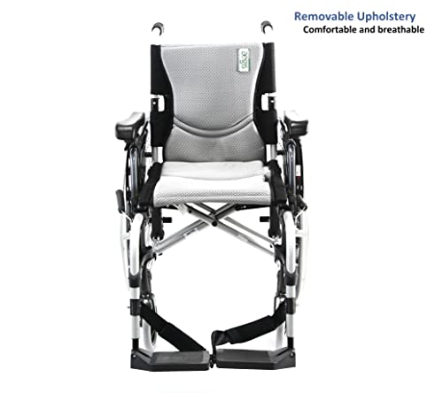 Karman Healthcare S-305 29 lbs Ultra Light Ergonomic Wheelchair with Removable Footrest and Quick Release Wheels Silver Color
