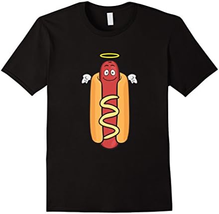 Men's Angel Emoji T-Shirt (Good Hot Dog With Halo) XL Black
