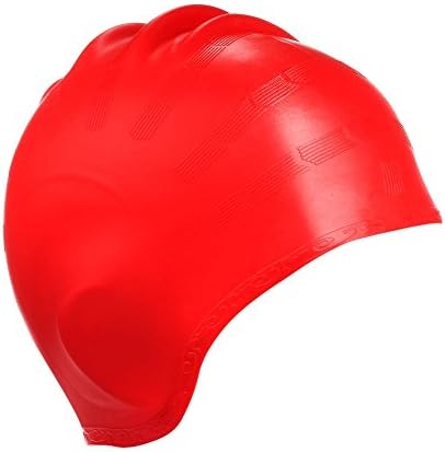 Swimming Cap Silicone Non-toxic Tasteless Long Hair Swim Cap with 3D Ergonomic Design Ear Pockets and Great High Elasticity for Teenagers Women and Adults Keeps Hair Clean Ear Dry