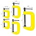 5 Pieces Iron C Clamp Set. 2 Pieces 1 Inch C Clamp, 2 Pieces 2 Inch C Clamp, 1 Pieces 3 Inch C Clamp for Woodworking, Welding, and Building with Storage Bag