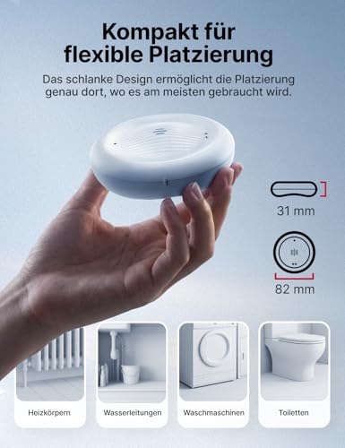 X-Sense Set of 3 WiFi Water Detectors with Frost Warning, Low Temperature Detector, Smart Sensor with App Notifications, for Kitchen, Bathroom and Basement, Compatible with the X-SENSE Home Security App, SWS0B