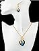 weel Gift! Gold Plated necklace Sets For Women Crystal Heart Necklace Earrings Jewellery Set Bridal Wedding Accessories (Blue)