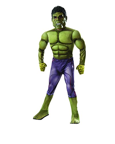 Boys Deluxe Avengers the Hulk Muscle Costume With Mask & Gloves