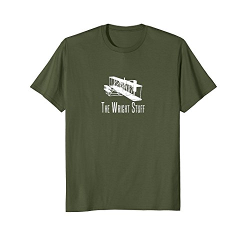 Mens The Wright Stuff Wright Flyer General Aviation Pilot T-Shirt Medium Olive