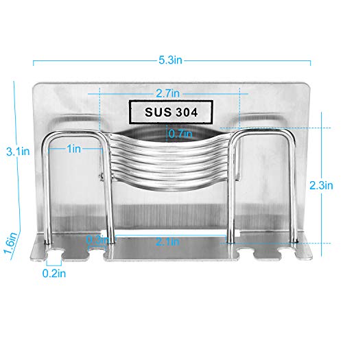 Samshow Toothbrush Holder Stainless Steel Adhesive Wall Mounted Tooth Brush Holder Accessories for Bathroom Lavatory Home Storage & Organizer - 2 Pack