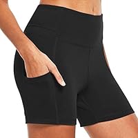 BALEAF Women's 8" /5" /2" High Waist Workout Yoga Running Compression Exercise Shorts Side Pockets (Regular/Plus Size)