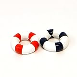 Miniature Fairy Garden Boat Life Rings, Set of 2