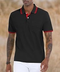 Black Polo Shirts for Men Short Sleeve Golf Polo