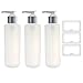 6 oz Clear Natural Refillable Plastic Squeeze Bottle with Silver Pump Dispenser (3 Pack) + Labels