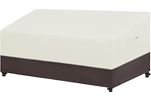 Easy-Going Patio Sofa Cover UV Resistant Outdoor Couch Cover Bicolor Patio 3-Seater Bench Cover Waterproof Outdoor Furniture Cover with Reflective Hemming (95Wx40Dx35H inch, Beige/Brown)