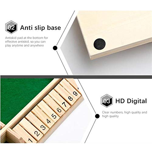 Shut The Box Wooden Box Game,4 Players Wooden Mathematic Traditional