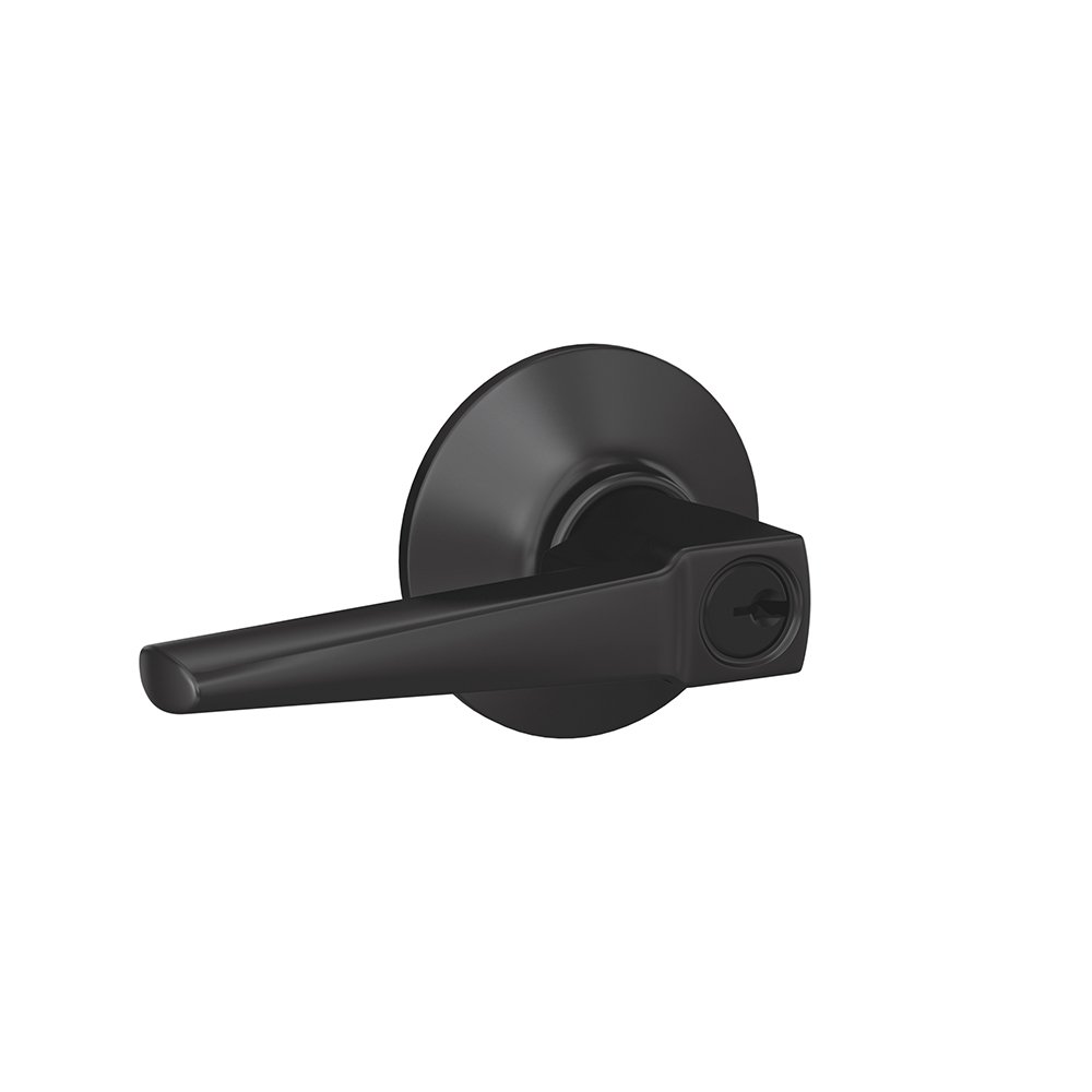 Photo 1 of SCHLAGE F51A ELR 622 PLY Eller Lever with Plymouth Trim Keyed Entry Lock, Matte Black